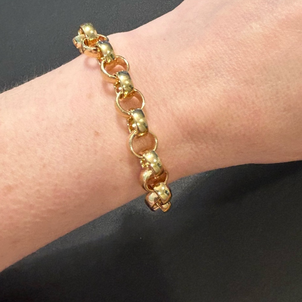 JTV 18k Yellow Gold Over Bronze Rolo Link Bracelet - 8”